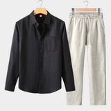 Long Sleeve Summer Set - Black/Beige