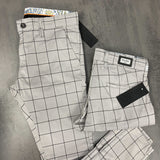 Grey Slim-Fit Checked Trousers
