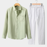 Long Shirt Summer Set - Mint Green/White
