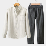 Long Shirt Summer Set - Beige/Grey