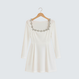 Alena | Satin dresses with floral neckline