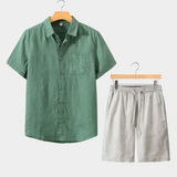 Short Sleeve Summer Set - Green/Grey