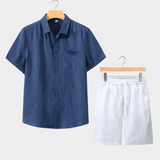 Short Sleeve Summer Set - Dark Blue/White