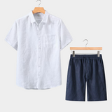 Short Sleeve Summer Set - White/Navy Blue