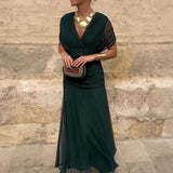 Louise™ pikk tseremooniakleit elegantne V-kaelusega