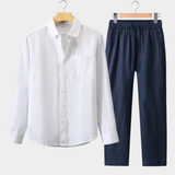 Long Sleeve Summer Set - White/Navy Blue