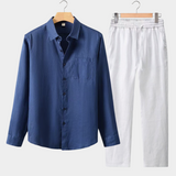 Long Sleeve Summer Set - Dark Blue/White