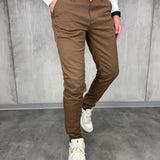 Brown Wide-Leg Elegant Regular Fit Trousers