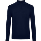 Dark blue cashmere blend half-zip turtleneck sweater