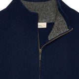 Dark blue cashmere blend half-zip turtleneck sweater