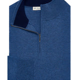 Blue denim half-zip sweater