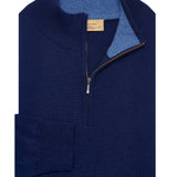 Men's navy blue half-zip sweater – cashmere blend