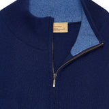 Men's navy blue half-zip sweater – cashmere blend