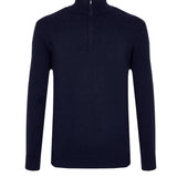 Men's dark blue half-zip sweater – cashmere blend