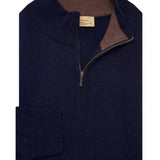 Men's dark blue half-zip sweater – cashmere blend
