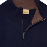 Men's dark blue half-zip sweater – cashmere blend