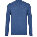 Blue denim half-zip sweater, cashmere blend