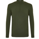 Men's olive green half-zip sweater – cashmere blend