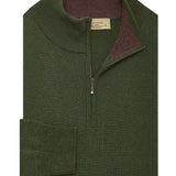 Men's olive green half-zip sweater – cashmere blend