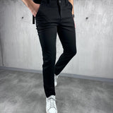 Black Wide-Leg Elegant Regular Fit Trousers