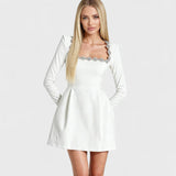 Alena | Satin dresses with floral neckline