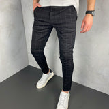 Black Slim-Fit Checked Trousers