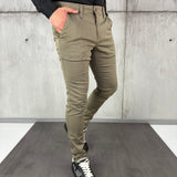 Chestnut Slim-Fit Elegant Trousers