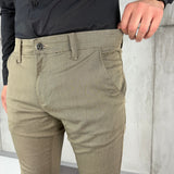 Chestnut Slim-Fit Elegant Trousers
