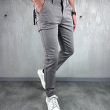 Grey Wide-Leg Elegant Regular Fit Trousers