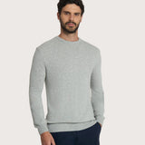 Men's light grey crew neck sweater – cashmere blend