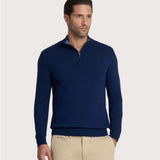 Men's navy blue half-zip sweater – cashmere blend