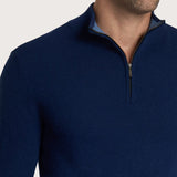 Men's navy blue half-zip sweater – cashmere blend