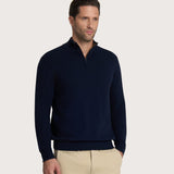 Men's dark blue half-zip sweater – cashmere blend