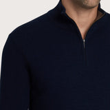 Men's dark blue half-zip sweater – cashmere blend