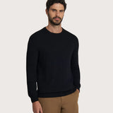 Men's black crew neck sweater – cashmere blend
