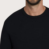 Men's black crew neck sweater – cashmere blend