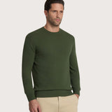 Men's olive green crew neck sweater – cashmere blend