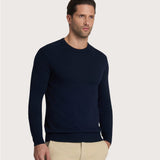 Men's navy blue crew neck sweater – cashmere blend