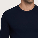 Men's navy blue crew neck sweater – cashmere blend
