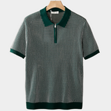 Green Geometric Textured Polo Shirt