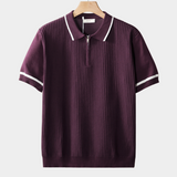 Purple Contrast Zip Polo Shirt