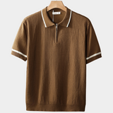 Caramel Zip Polo with Contrasting Details