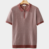 Dusty Pink Geometric Textured Zip Polo
