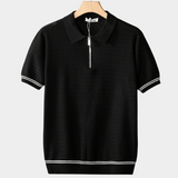 Black Zigzag Zip Polo Shirt