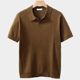 Caramel Ribbed Buttonless Polo Shirt