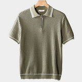 Taupe Textured Zip Polo Shirt