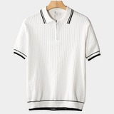 White Wavy Textured Polo Shirt