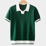 Green Polo with Contrast Color Texture