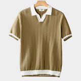 Cotton Polo Shirt with Contrast Texture