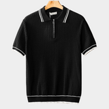 Must lainelise tekstuuriga lukuga polo